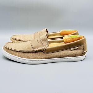 Cole Haan Shoes Mens 10.5 Beige Loafers Canvas Grand OS Pinch Maine Classic